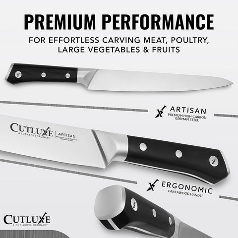 Cutluxe premium German steel blade resists rust for lasting sharpness