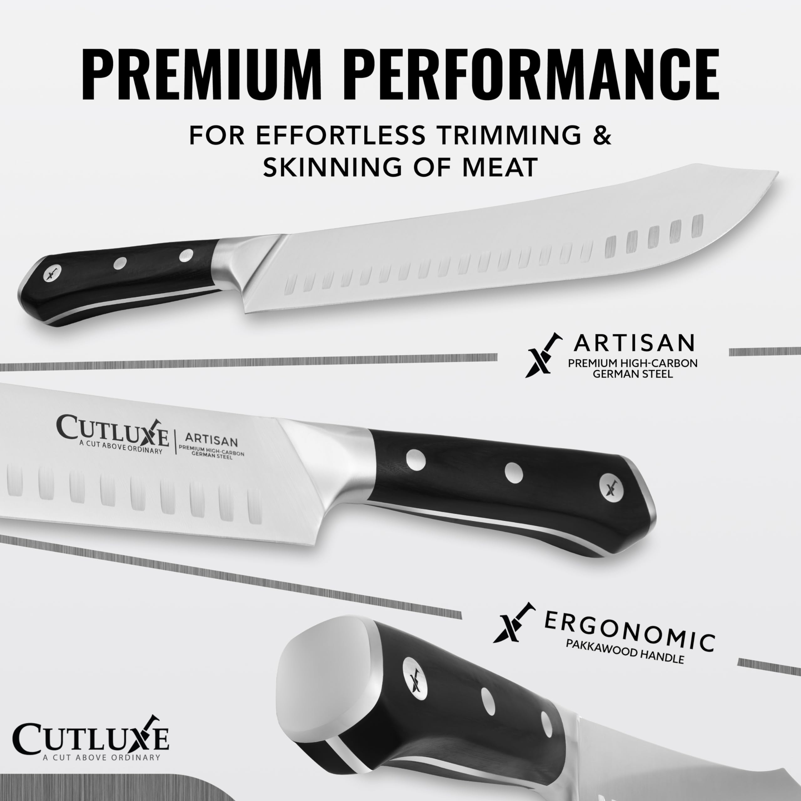Cutluxe razor-sharp edge close-up highlights fine edge retention