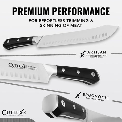 Cutluxe razor-sharp edge close-up highlights fine edge retention