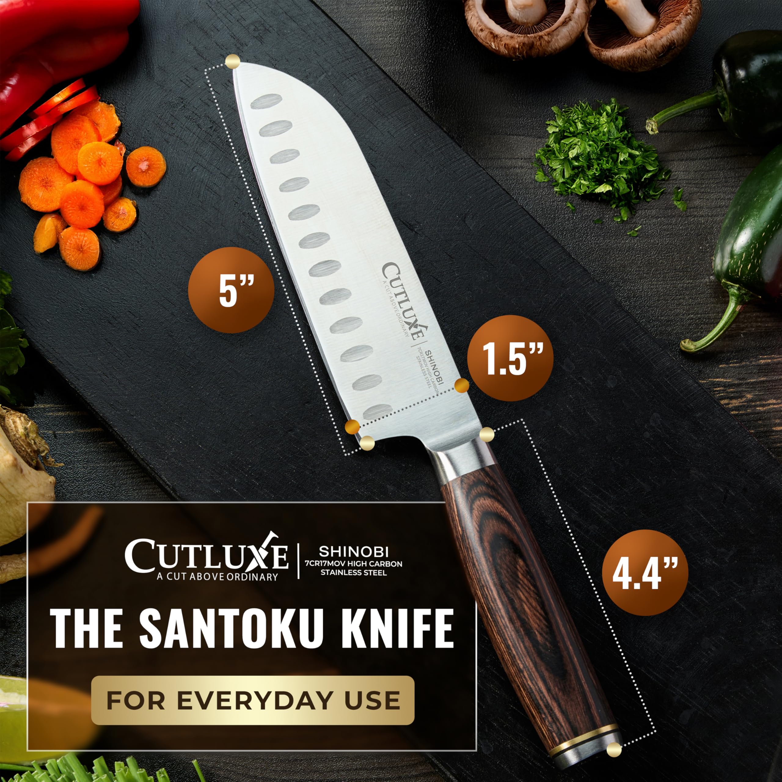 Care for Cutluxe Shinobi Santoku 5 inch knife and maintenance