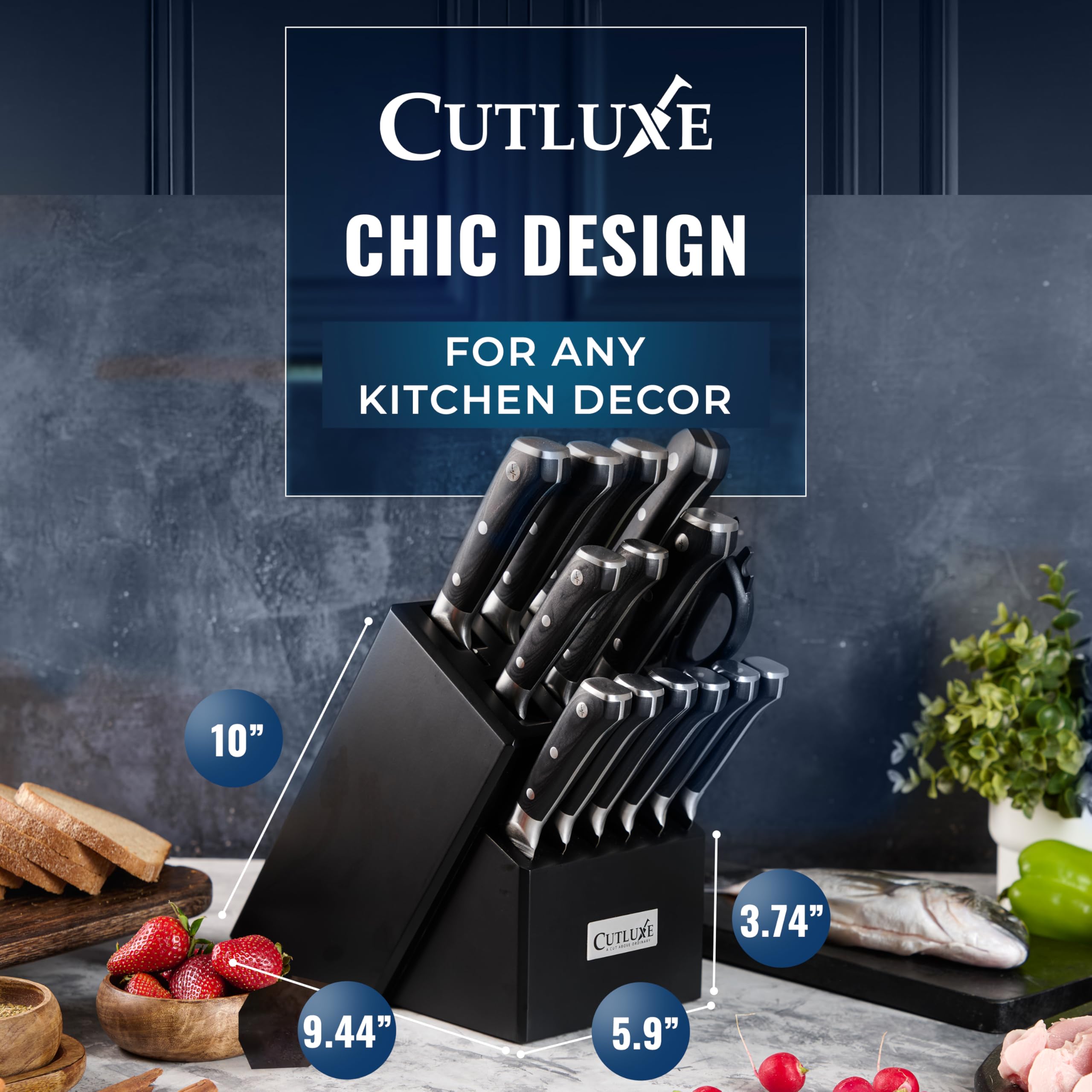Cutluxe six serrated steak knives for even cuts