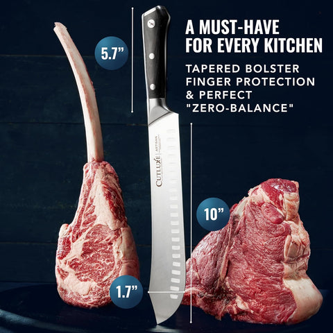 Cutluxe stain-resistant laminated handle maintains sanitary, easy cleaning