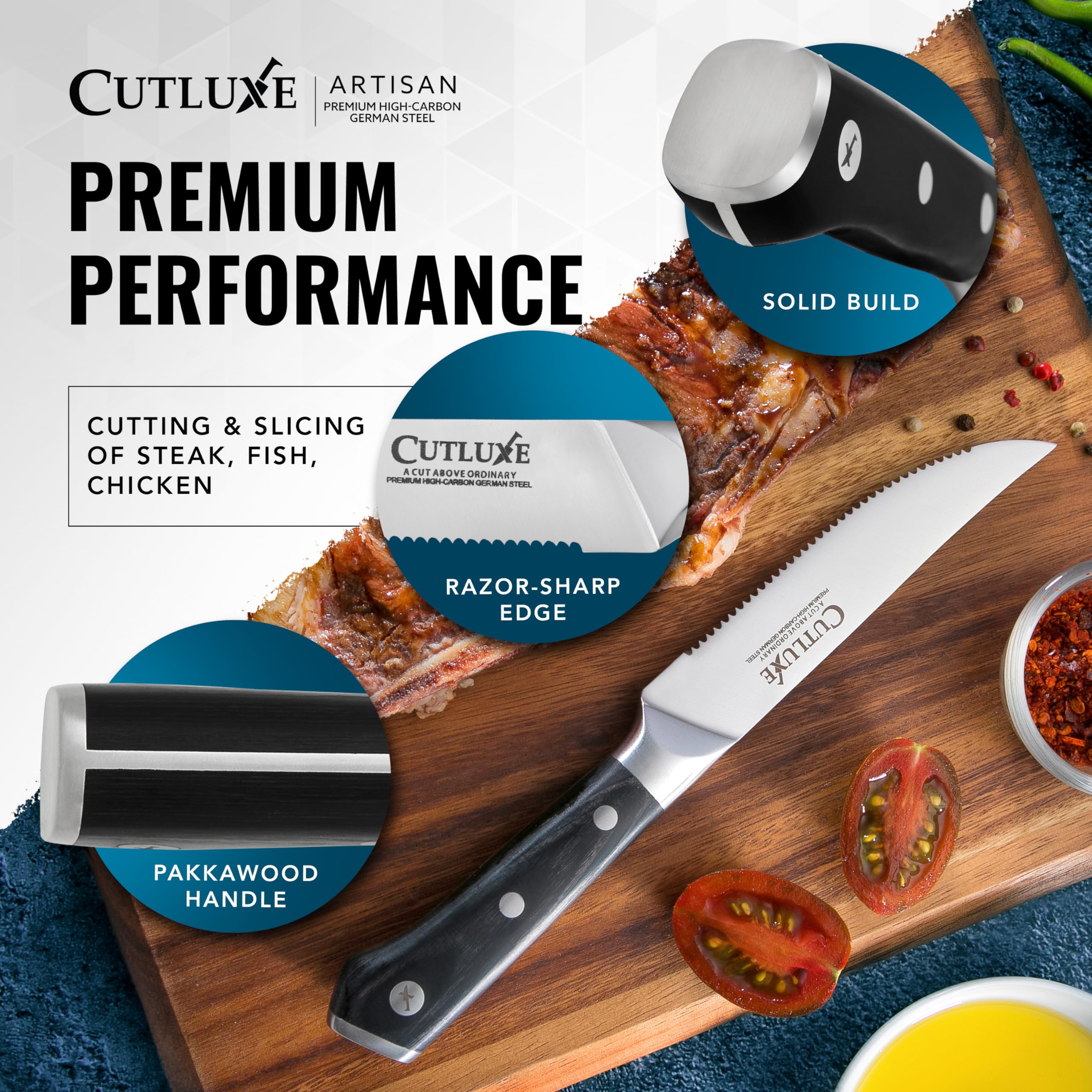 Cutluxe knives ideal for busy kitchen tasks and family meals.