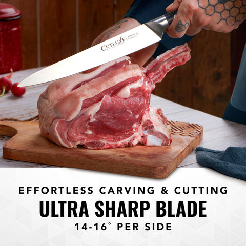 Cutluxe 5.5-inch utility knife ready for versatile kitchen tasks.