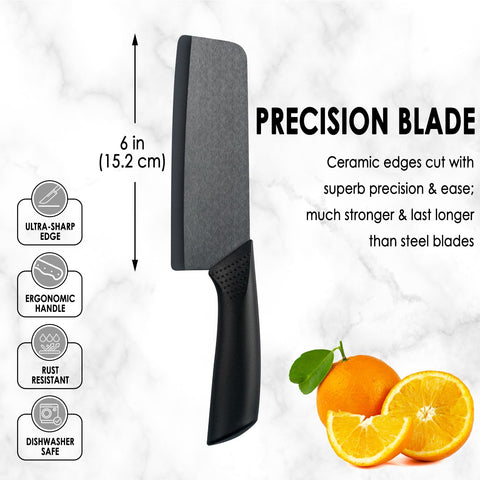 Cutqiz Nakiri knife with ergonomic anti-slip handle for comfortable control during prep.