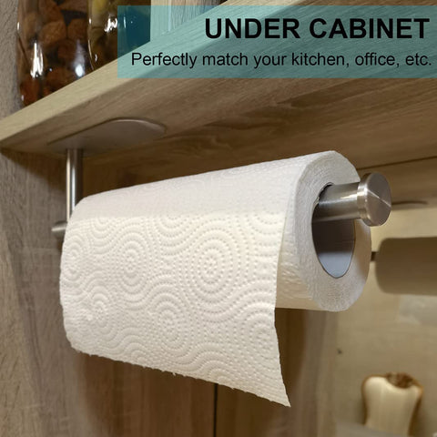 CUXIXA stainless steel paper towel holder front view highlights durable, easy-clean design.