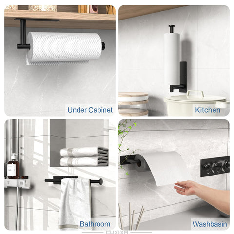 CUXIXA wall-mount towel holder with self-adhesive for quick, drill-free installation.
