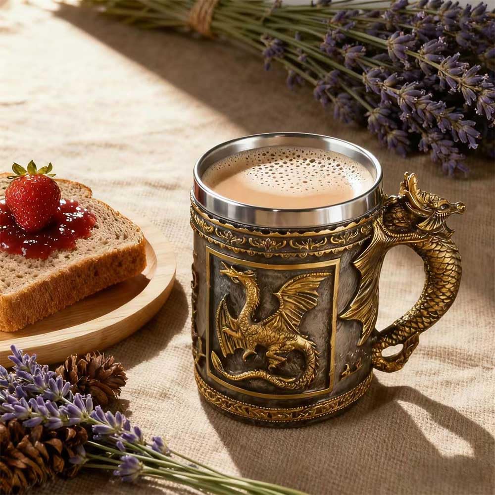 CUZOKOLA dragon mug resin-detail close-up with hand-painted accents