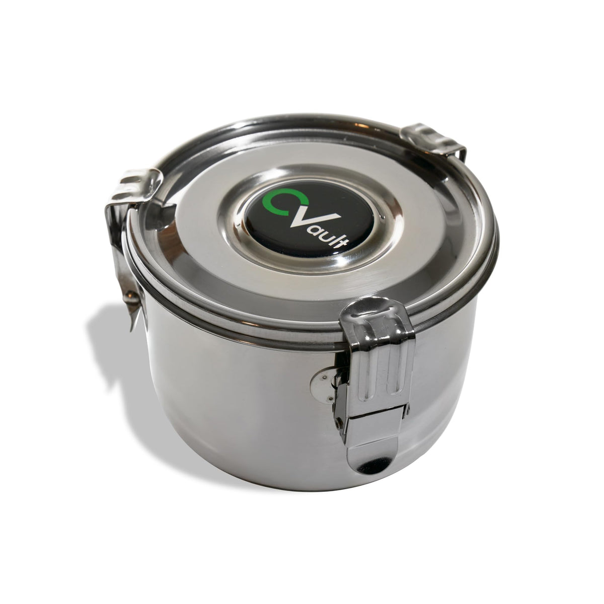 CVAULT large storage container body in stainless steel for air-tight protection and freshness.