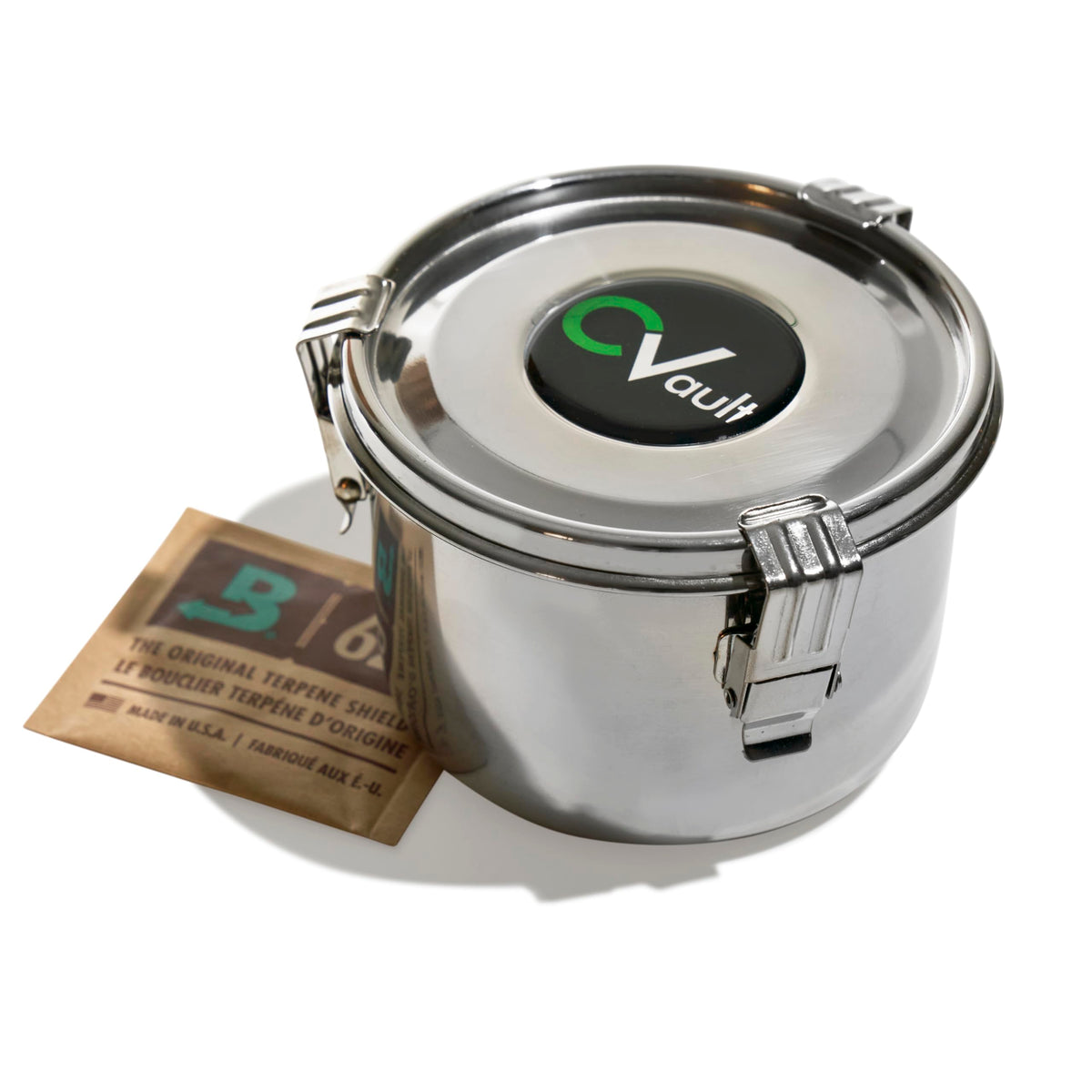 CVAULT medium 1oz storage container with sealed lid for airtight freshness.