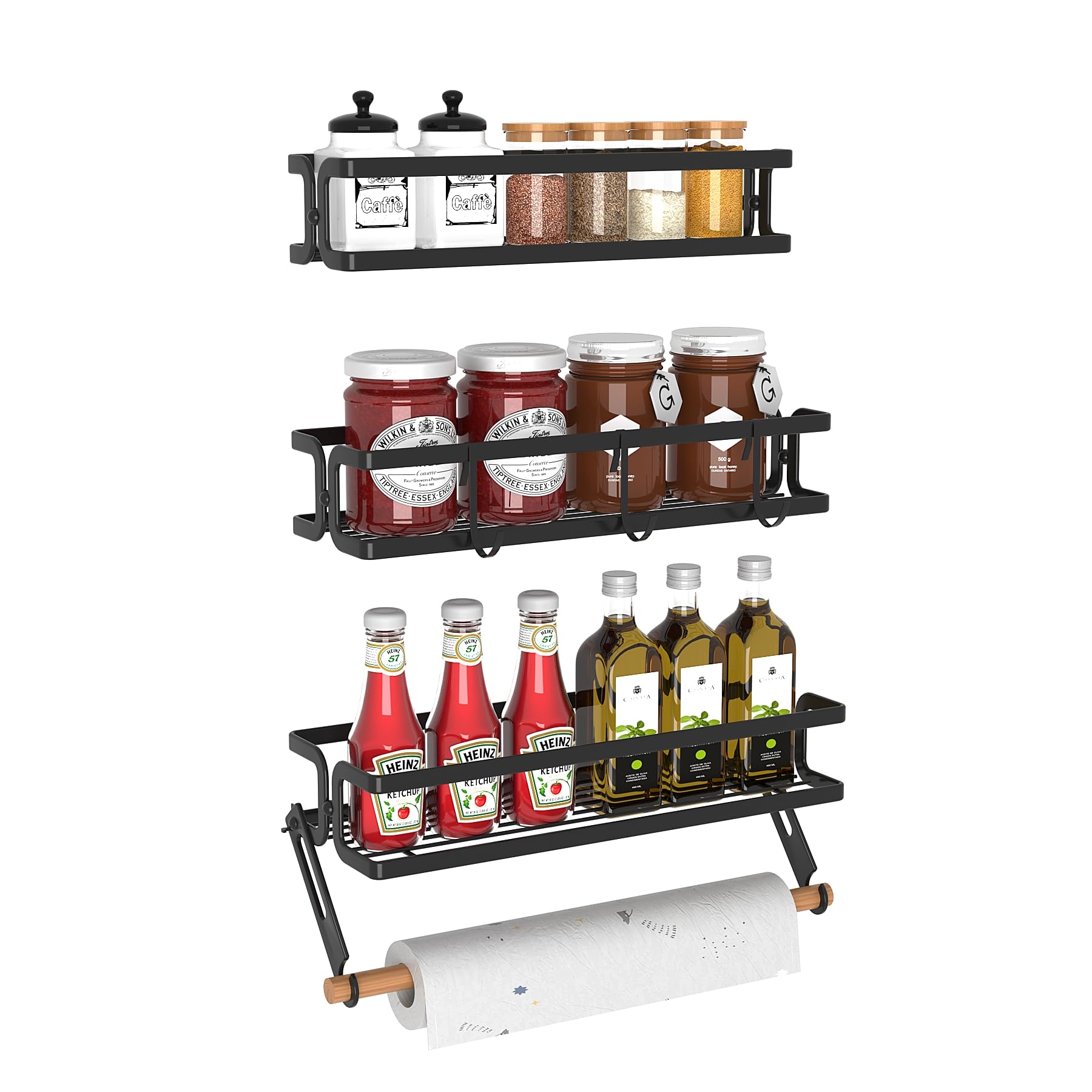 Cvesqkxr spice rack wall mount showing compact kitchen storage solution