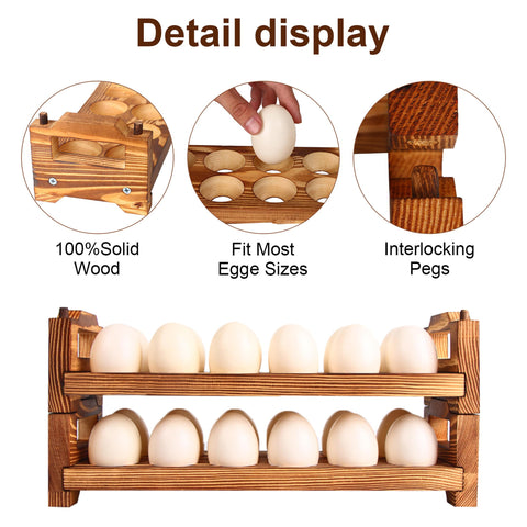 CVHOMEDECO kitchen counter display shows easy-to-install egg storage.