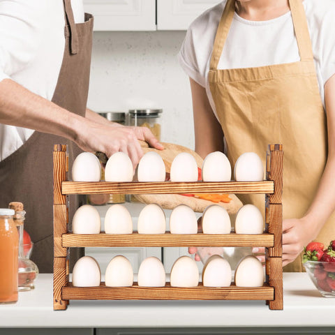 CVHOMEDECO stackable design saves countertop space while showcasing rustic pinewood