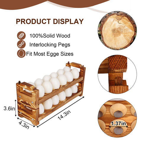 CVHOMEDECO two-tier egg rack demonstrates stackable design for space saving.