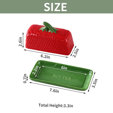 CWFutwell ceramic butter dish features a bright strawberry design for charming counters.