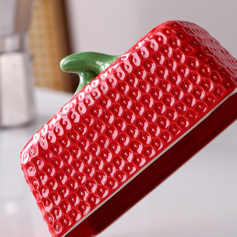 CWFutwell Chrismas Red butter dish brightens kitchens and gift-ready packaging.