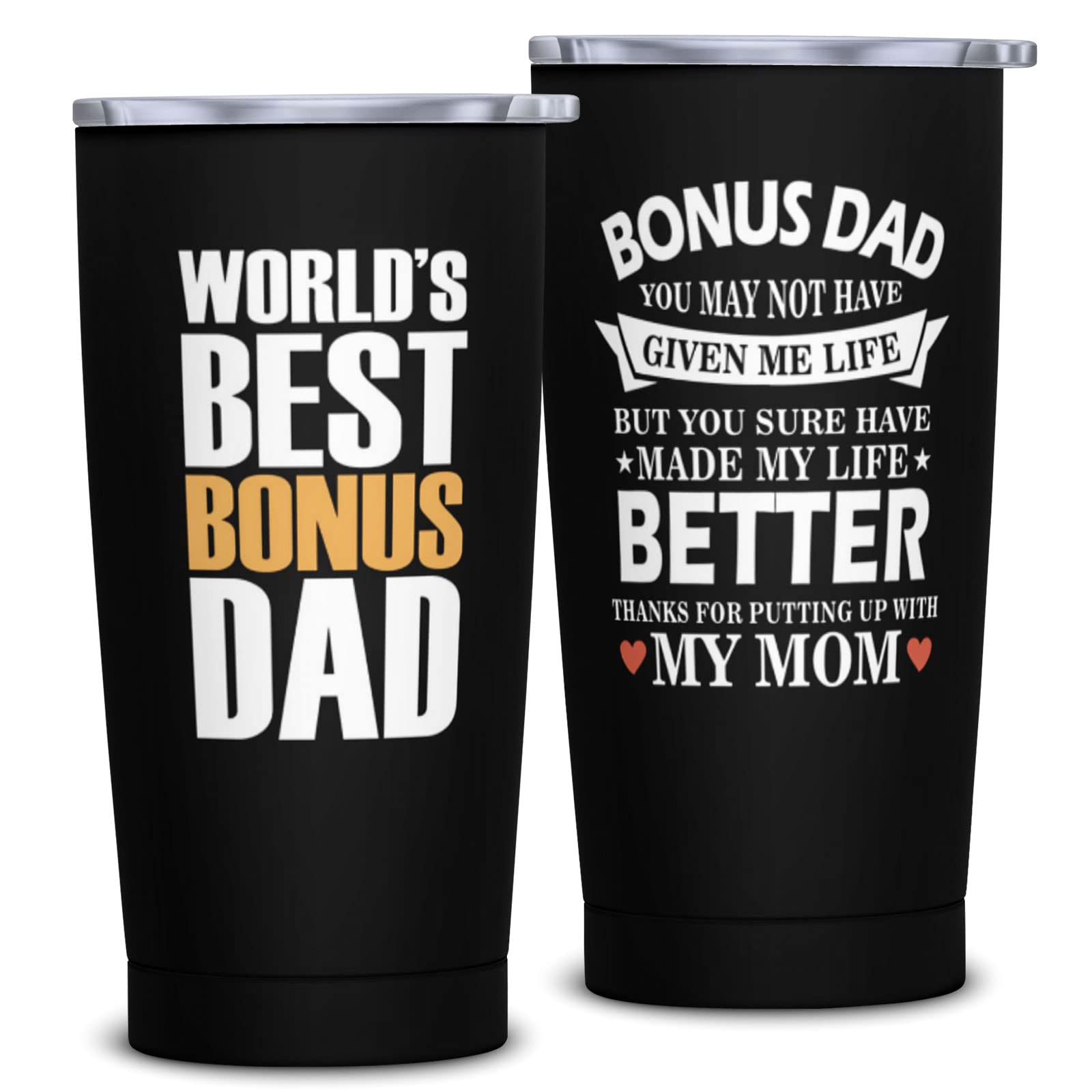 Cwutoba bonus dad gift 20oz tumbler with World's Best Bonus Dad design for thoughtful gifting.