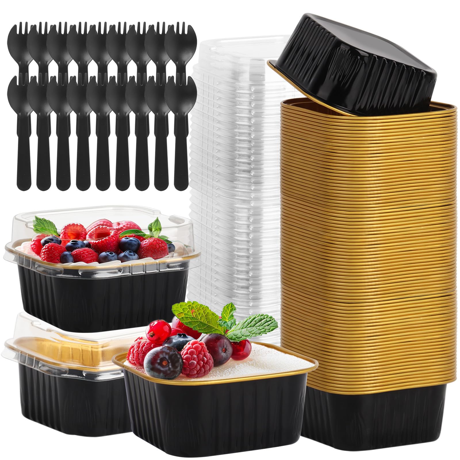 CXIIPOL 60-pack mini cake pans with lids for easy portioned baking.