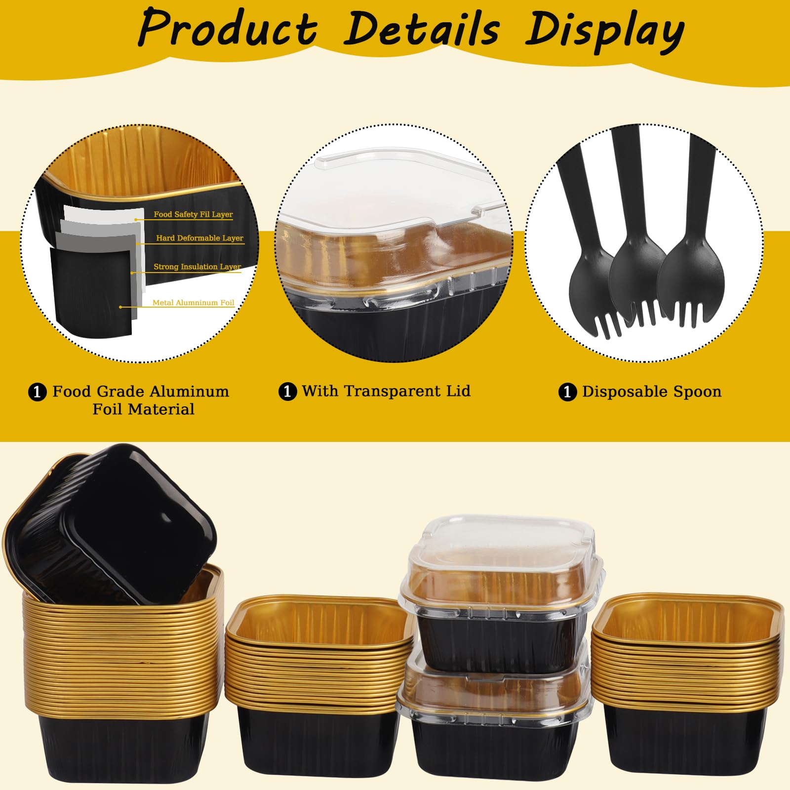 CXIIPOL mini pans with lids closeup showing stylish black-gold finish for festive events.