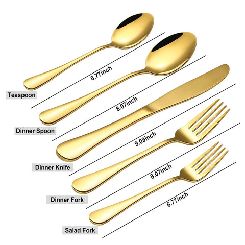 CXJY gold silverware dinner spoons balanced weight for comfortable dining.