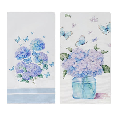 Cxtoweley hydrangea floral towels, front view, vibrant design enhances kitchen decor and everyday use.