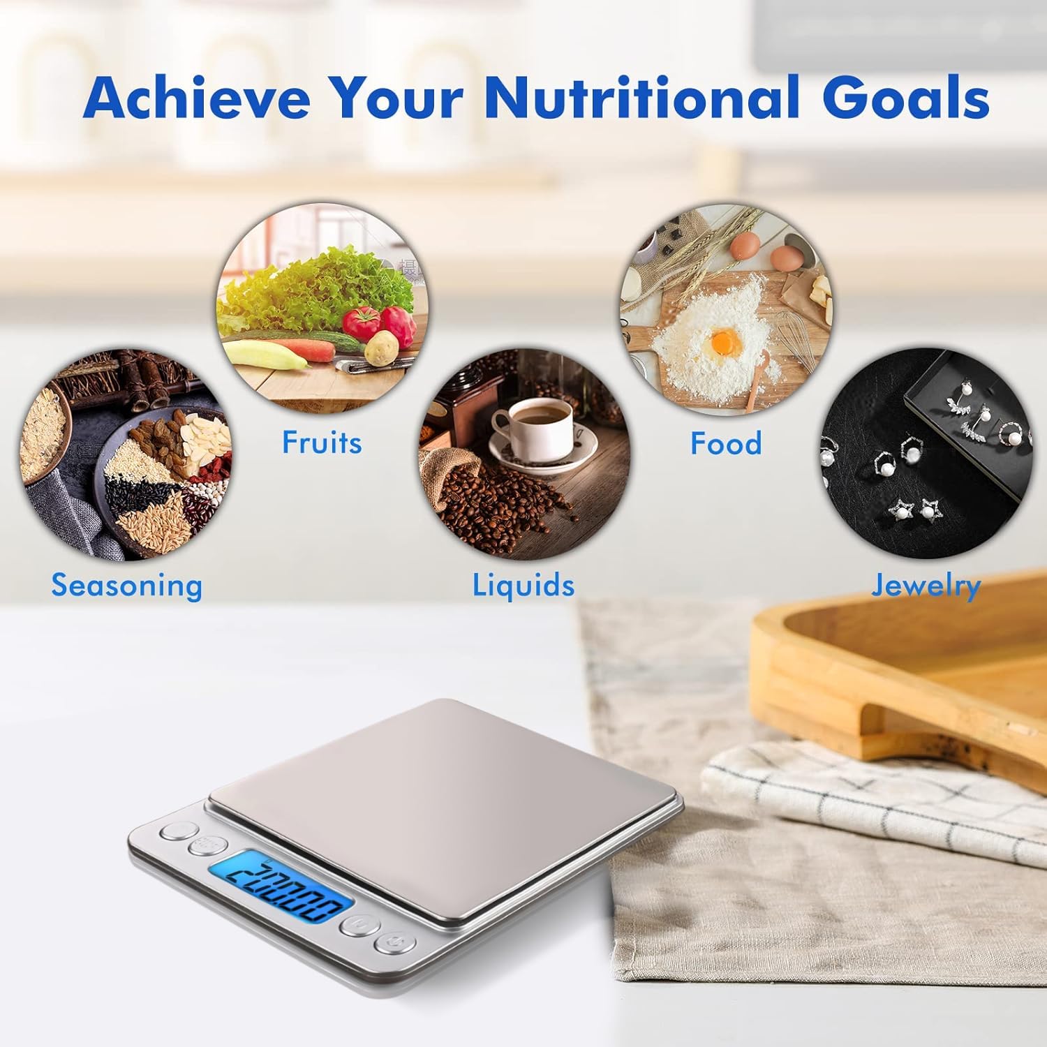 CXUNFHCL tare function with two trays simplifies weighing containers and powders.