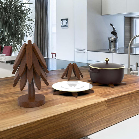 CYANLUX tree-shaped trivet with stand and four trivets arranged neatly