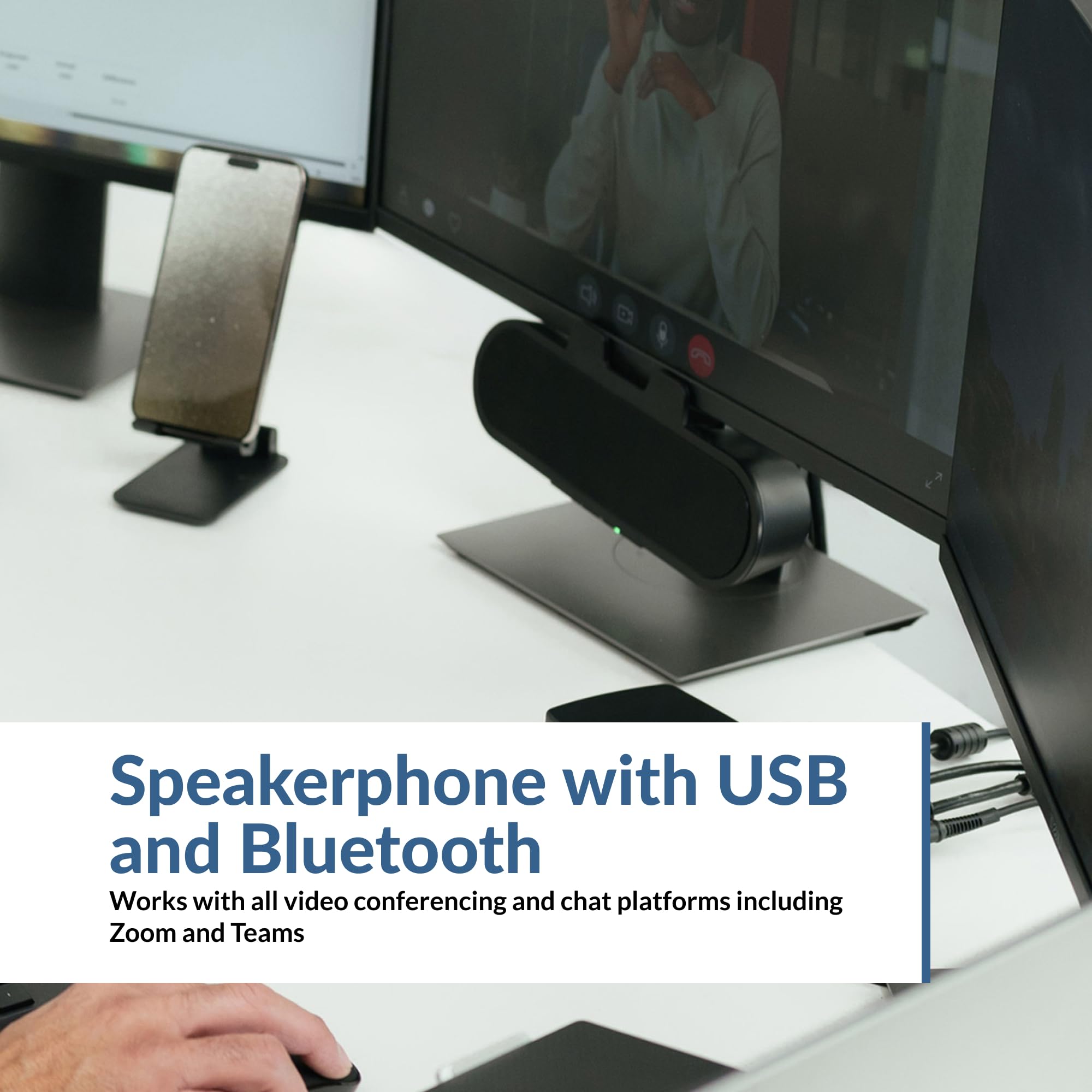 CA-2890PRO on-monitor clamp demonstrates stable space-saving placement