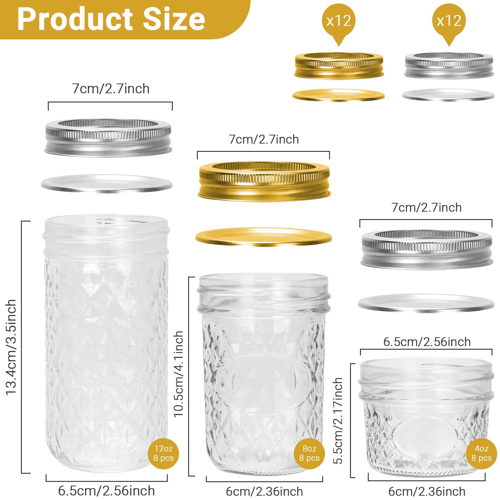 CycleMore 8oz mason jar with bands ideal for snacks and condiments.