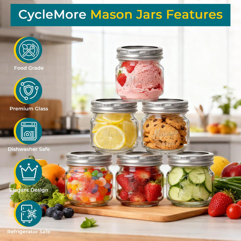 CycleMore clear glass jar highlighting contents for labeling and display