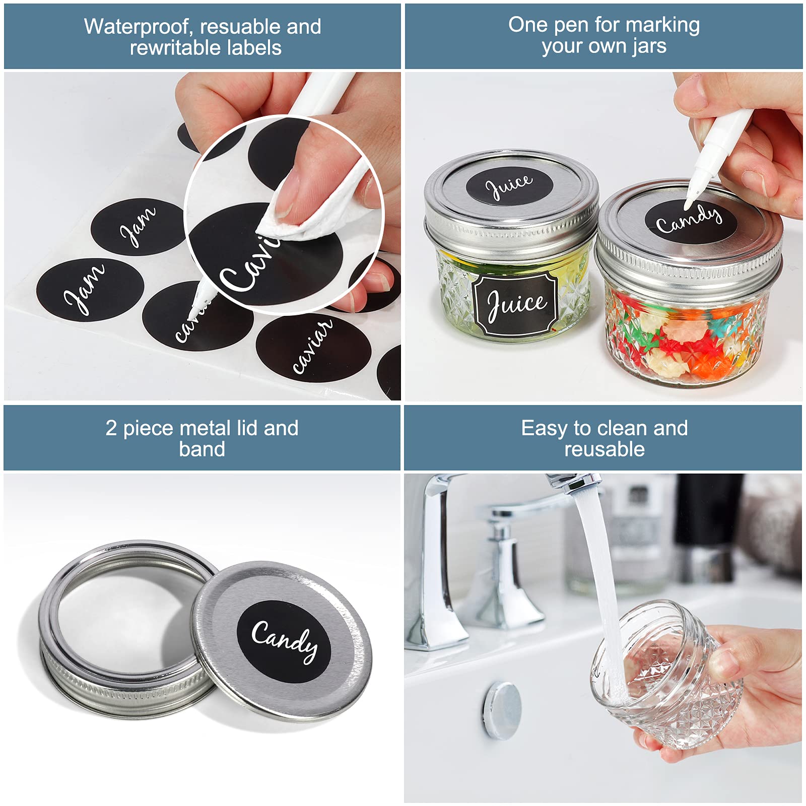 CycleMore 4 oz jars with wide mouths are easy to fill.