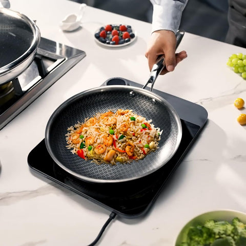 Cyrder 10-inch nonstick frying pan with lid ready for versatile daily cooking.