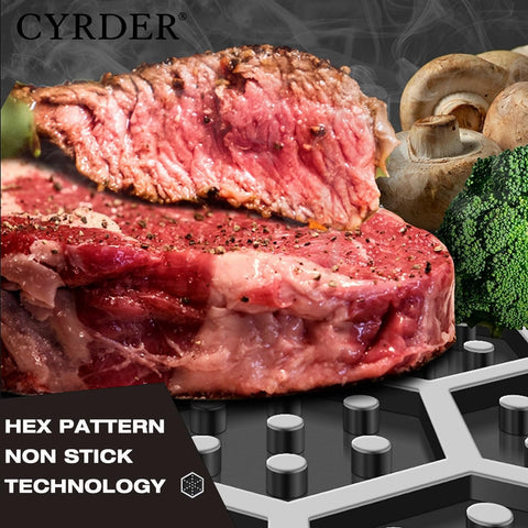 Cyrder 12-inch nonstick frying pan with lid ideal for larger batches.