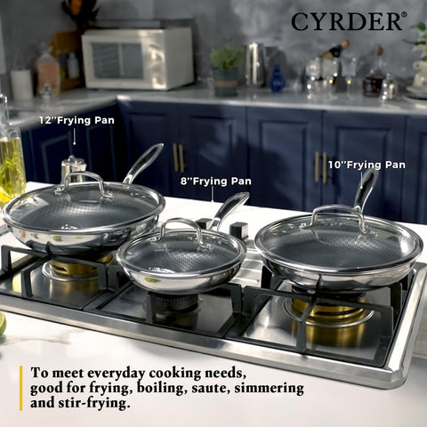 Cyrder hybrid 5-layer clad construction emphasizes durable, even heat distribution.