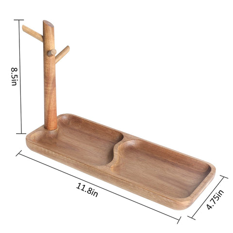CYGDKF wood key tray in acacia wood with a warm rustic coffee finish.