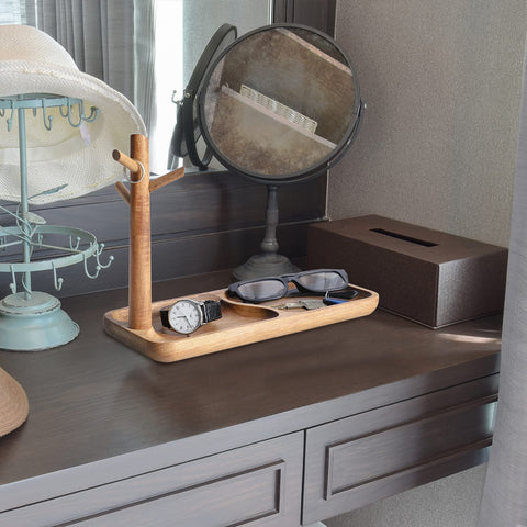 CYGDKF wood key tray compact dimensions fit on a dresser or entry table.