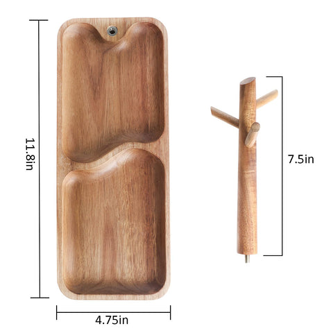 CYGDKF wood key tray features two deep trays for rings, keys, and small items.