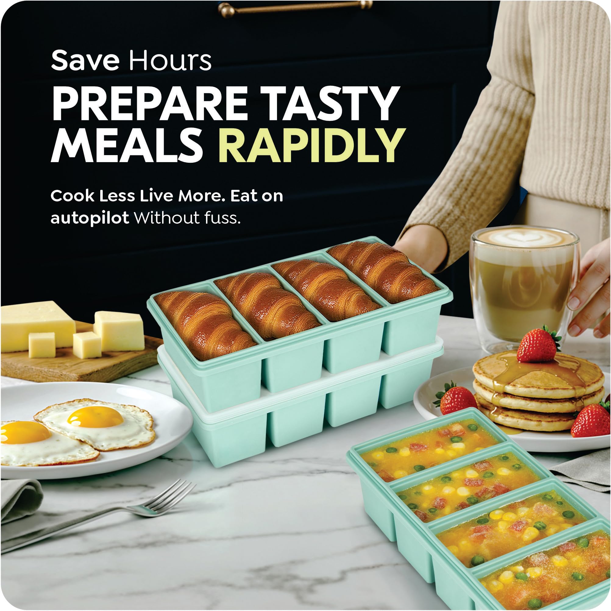 CyhHave freezer tray ideal for broths, soups, and leftovers in portions