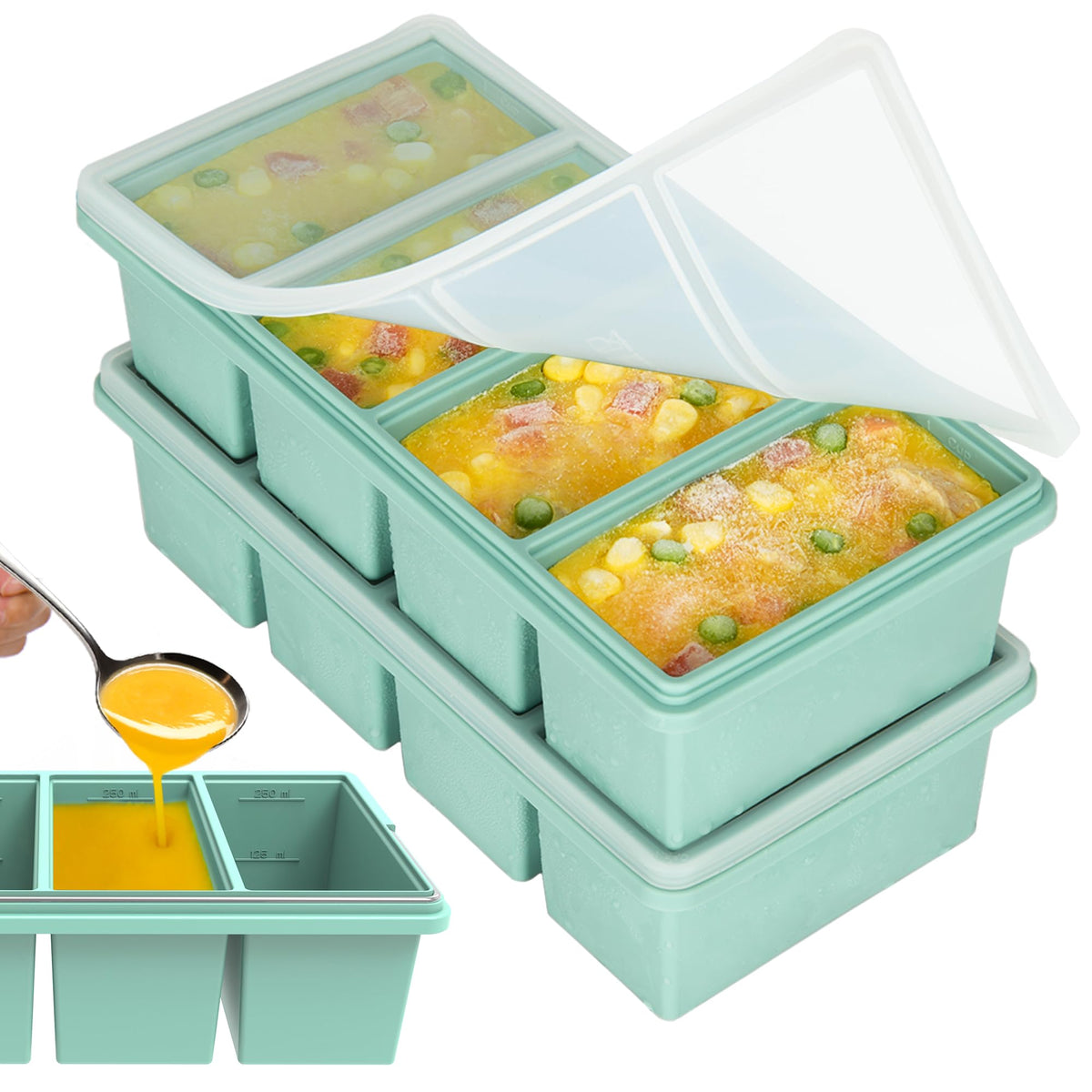 CyhHave silicone freezer tray with lid shows 1-cup portion for meal prep