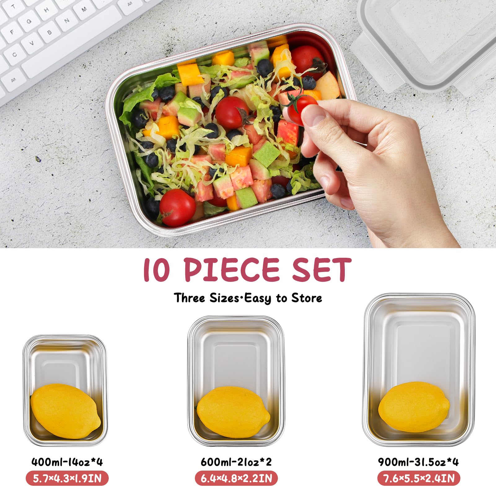 Cykorxicc 600ml square container with airtight lid preserves freshness.