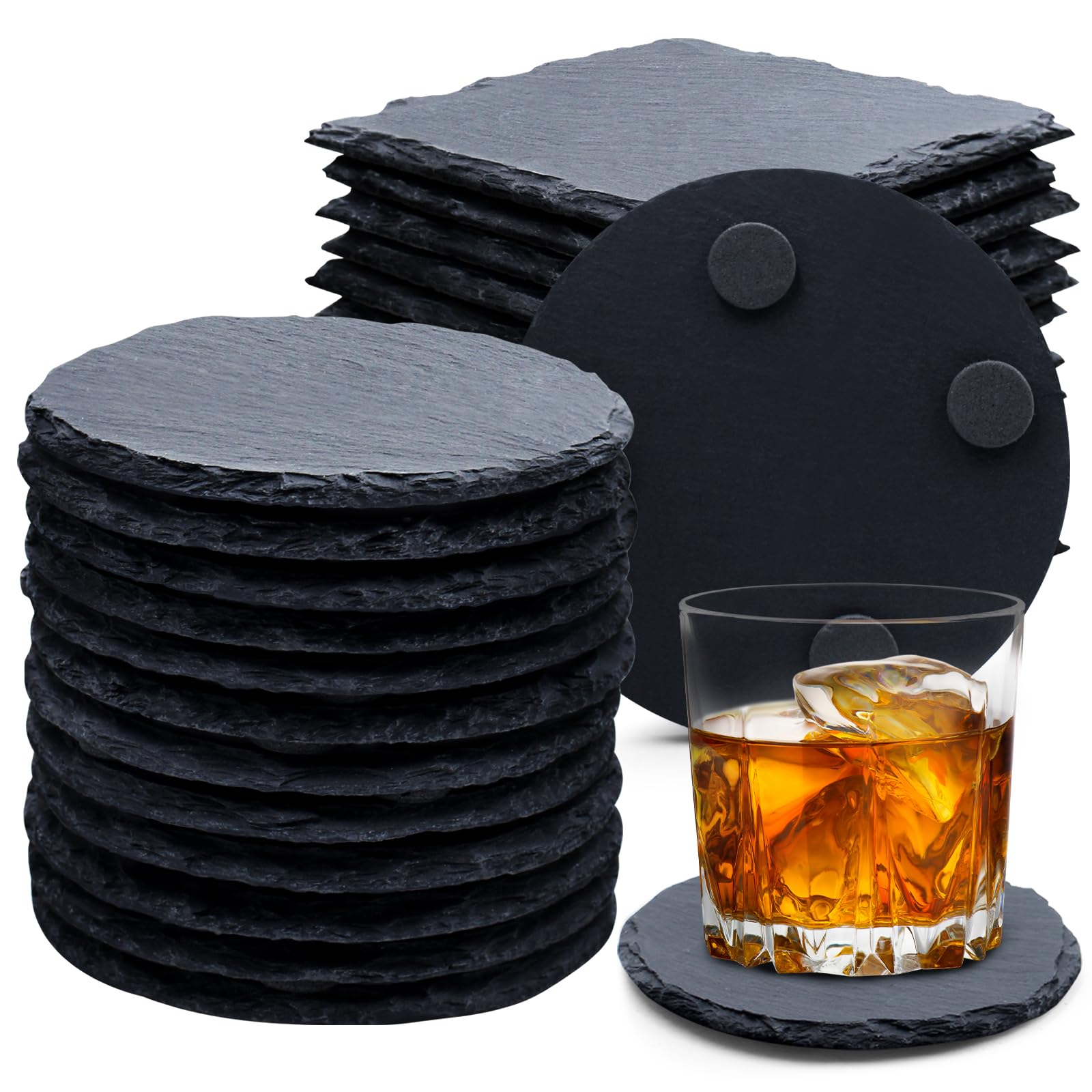 Cymuber round slate coaster protecting tables from heat and moisture