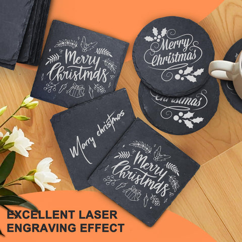 Cymuber slate coasters with soft mats for stable cups