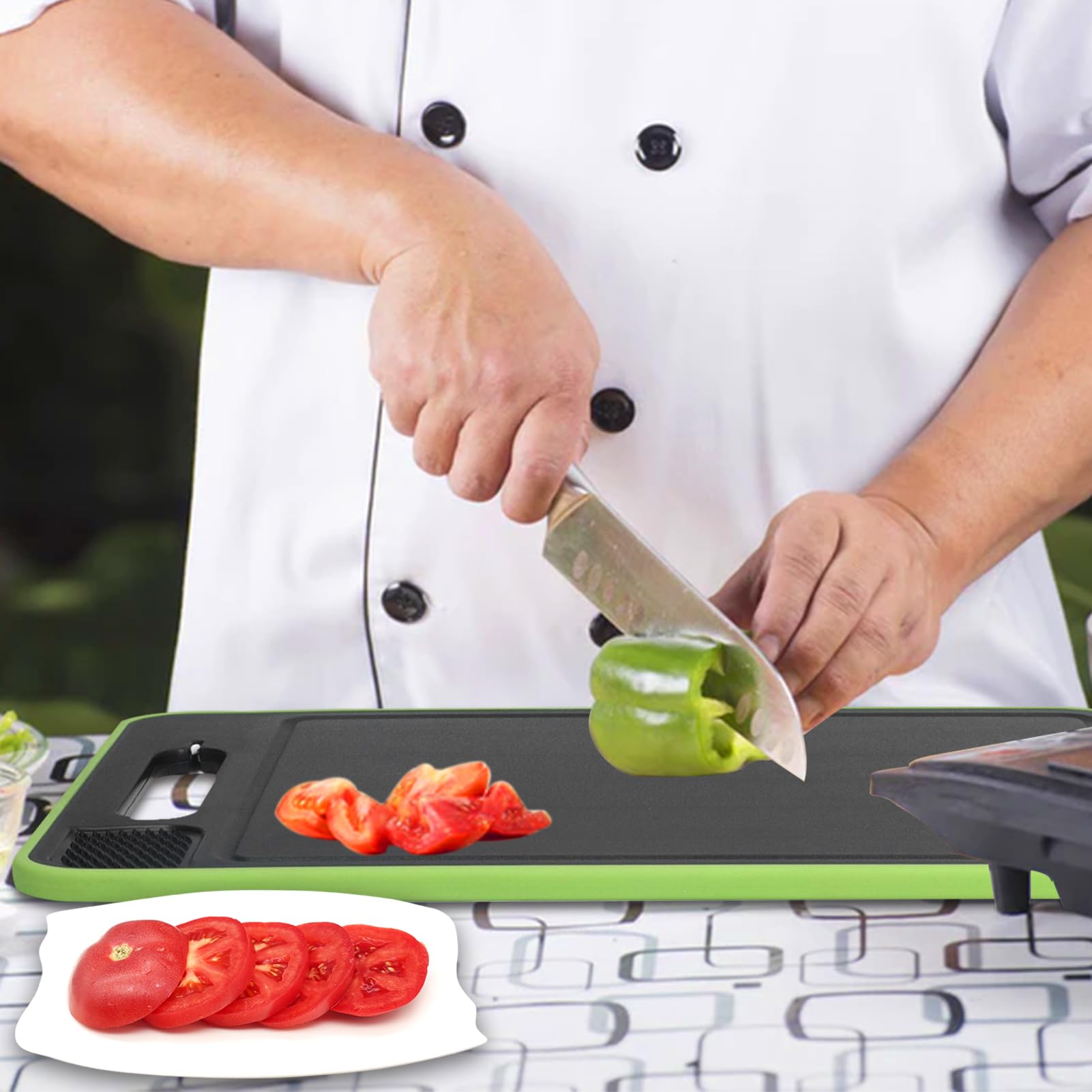 Cyrank kitchen cutting board 4-in-1 ideal for chopping, defrosting, and sharpening.