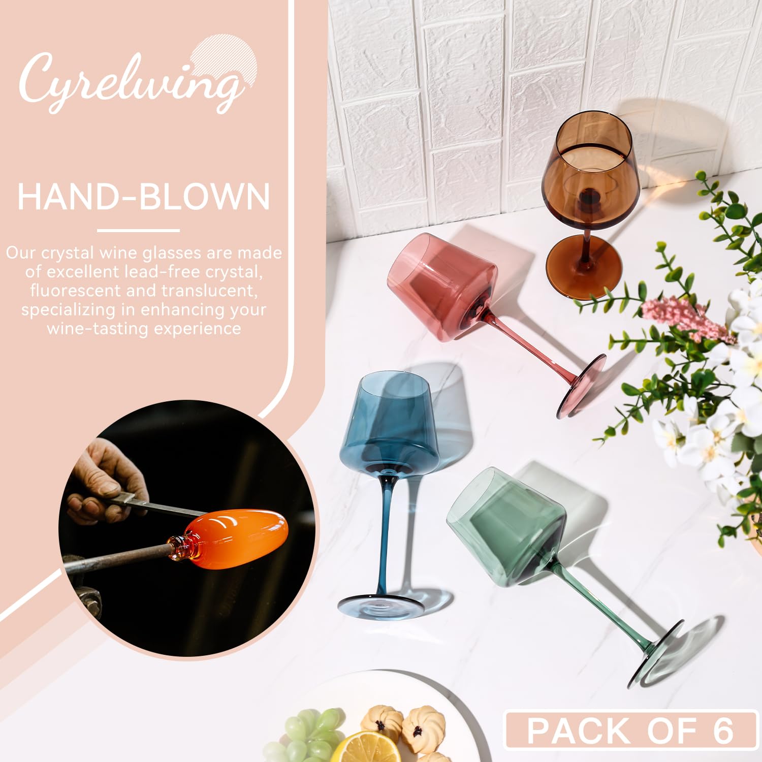 Cyrelwing bell-shaped bowl aeration design promotes nuanced flavors during swirling.