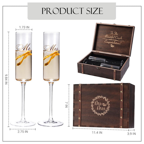 Cyrelwing bride and groom champagne glasses for special occasions.