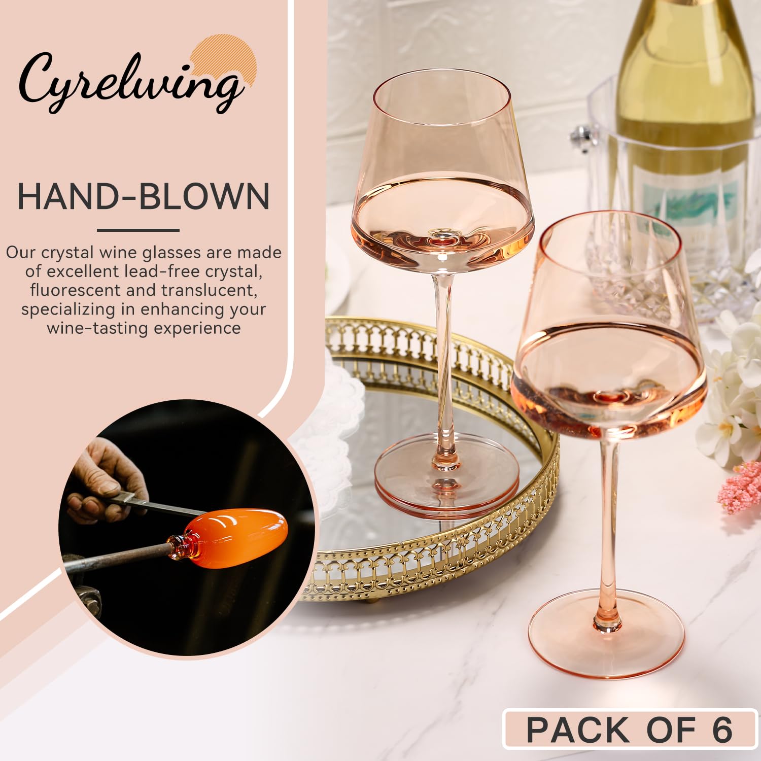 Cyrelwing ergonomic bowl promotes aeration and swirling for wine