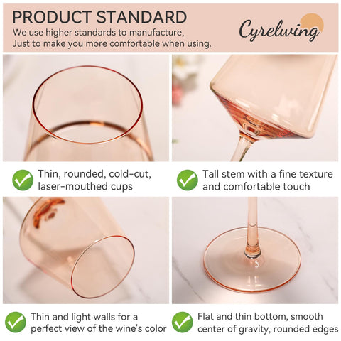 Cyrelwing flat thin bottom stem glasses provide balance and stability