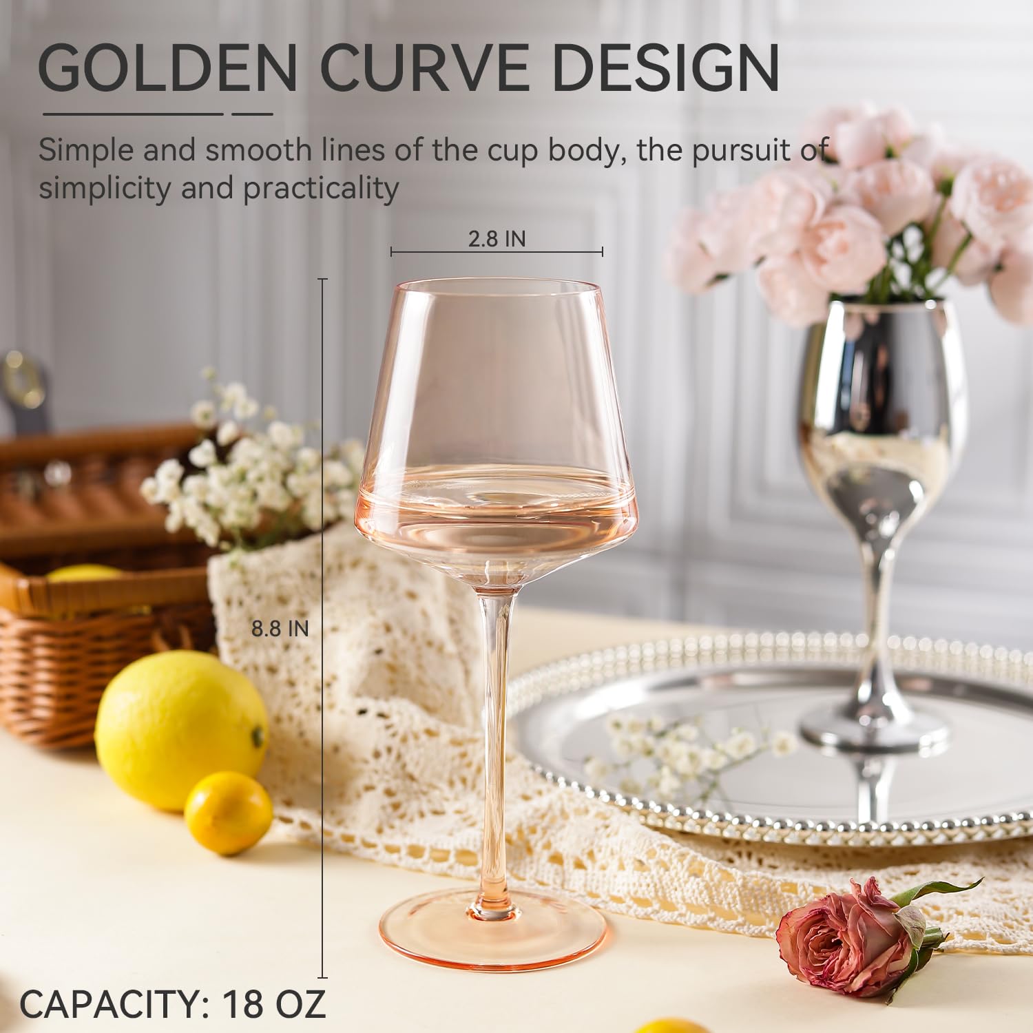 Cyrelwing hand-blown crystal wine glasses offering luminous clarity