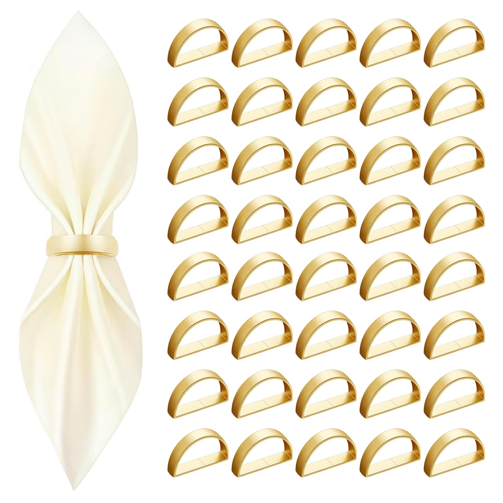 CYRYLC semicircular napkin rings in matte gold elevate your dining table.