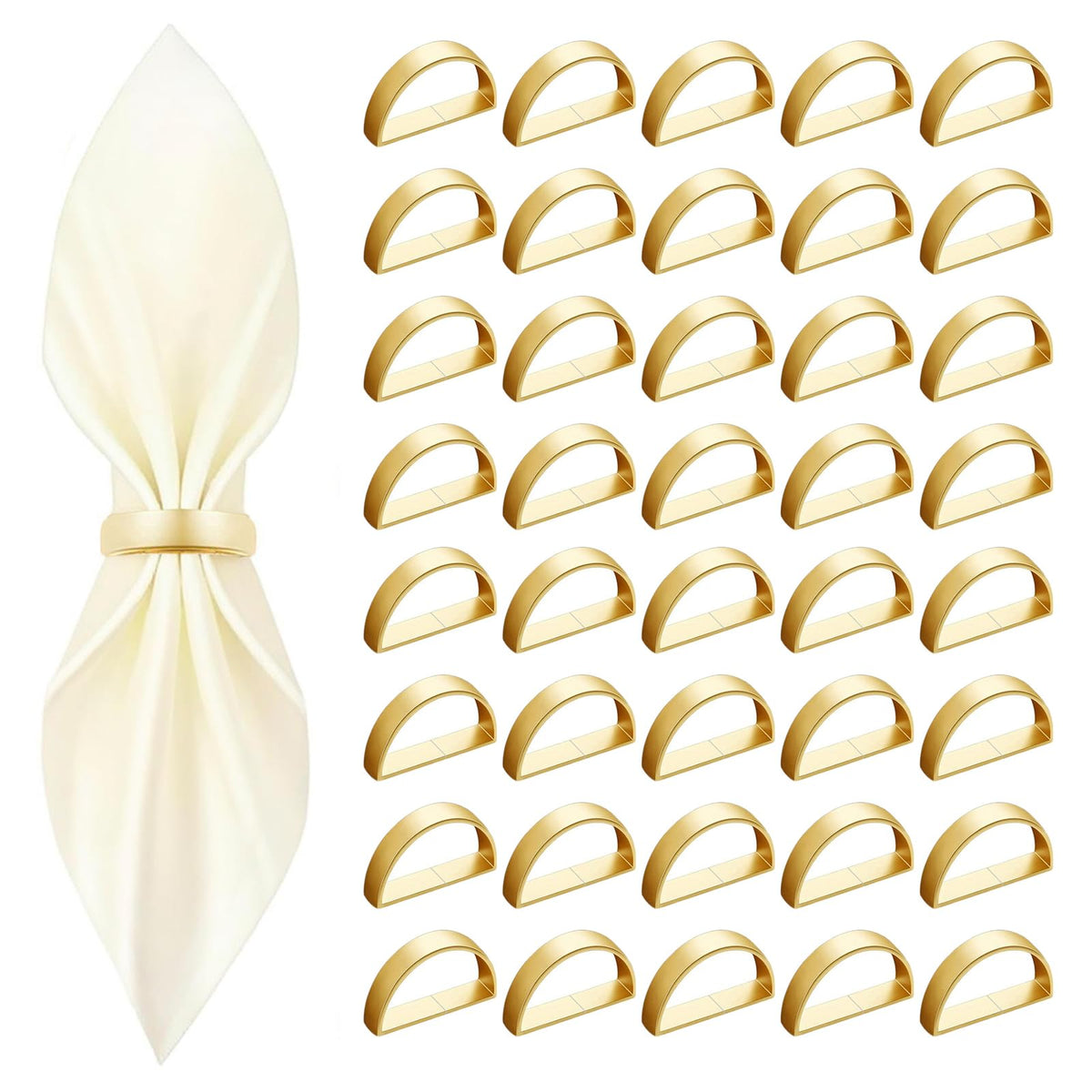 CYRYLC semicircular napkin rings in matte gold elevate your dining table.